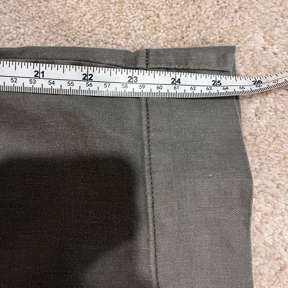 Evereve Moss Green Linen Wide Leg Cropped Pants - Picture 5 of 8